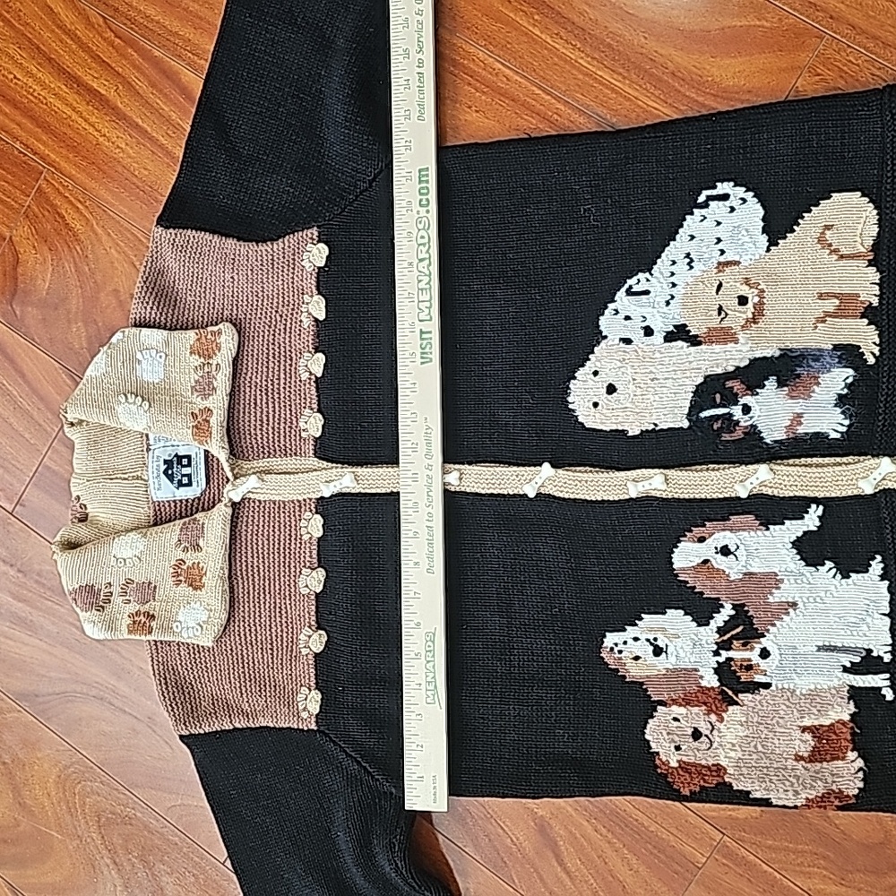 Storybook Knits Vtg 90's Dog Cardigan Sweater with Pupoy Bone Buttons Sz L EUC - Picture 10 of 11